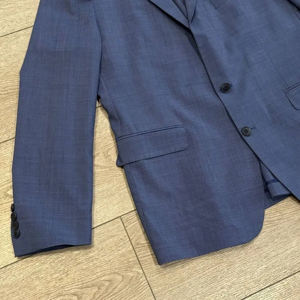 Cole Haan Grand OS Blazer Jacket 2 Button Blue Men’s 44R Wool Spandex Blend‎